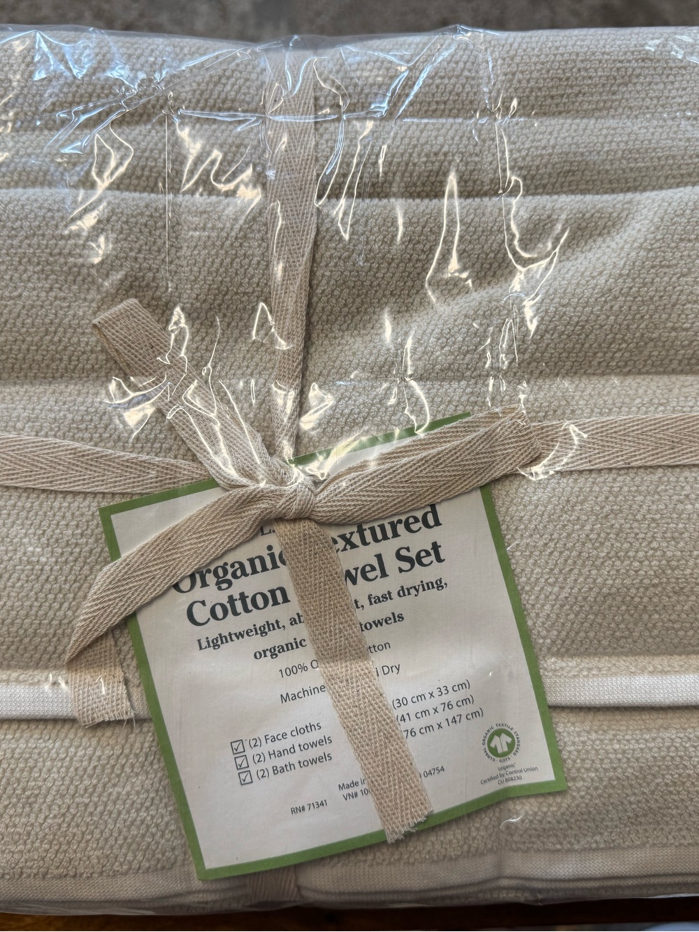 L.L. Bean Organic Textured Cotton Towel Set - Antique White